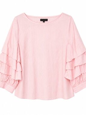 Sanctuary Pink Striped Ruffle Sleeve Top - M